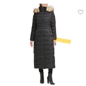 Kenneth Cole Faux Fur Trimmed Maxi Puffer Coat M